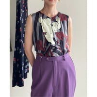 【MARNI】FLOWER & STRIPED PRINTED SLEEVELESS SHIRT