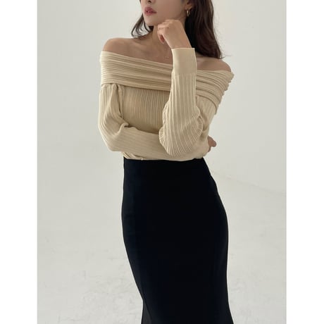elegant off shoulder knit "ivory"