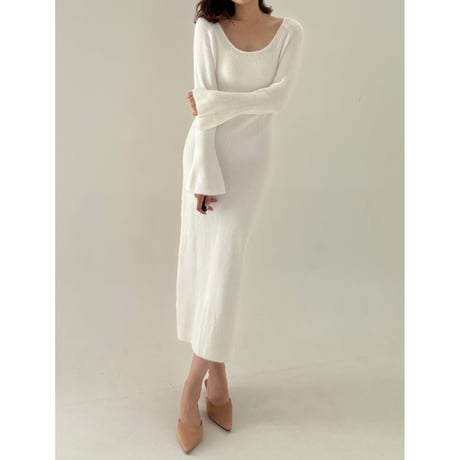 u neck line elegant onepiece beige white