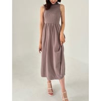 elegant flea nosleeve knit onepiece moca
