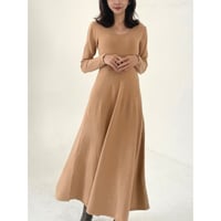classical v neck elegant flea onepiece "beige"