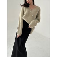 fur diagonal botton cardigan