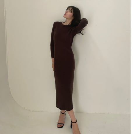 rive knit onepiece ”dark brown"