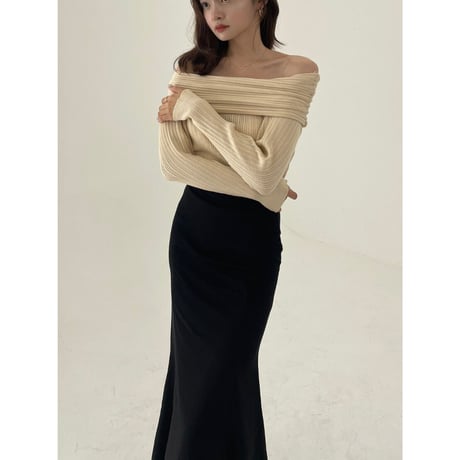 elegant off shoulder knit "ivory"