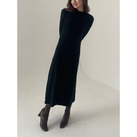 Intellectual stand color knit onepiece  "black"