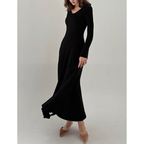 v neck knit elegant onepiece