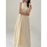 elegant flea nosleeve knit onepiece white