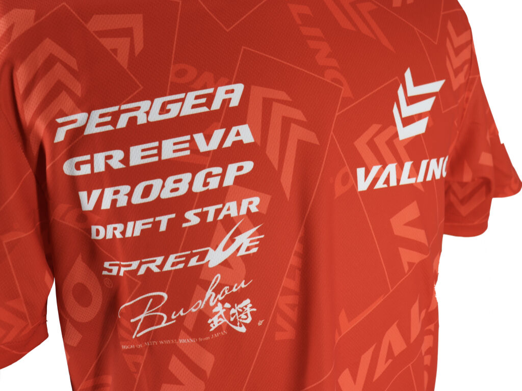 VALINO 赤ドライメッシュTシャツステッカーボムデザイン