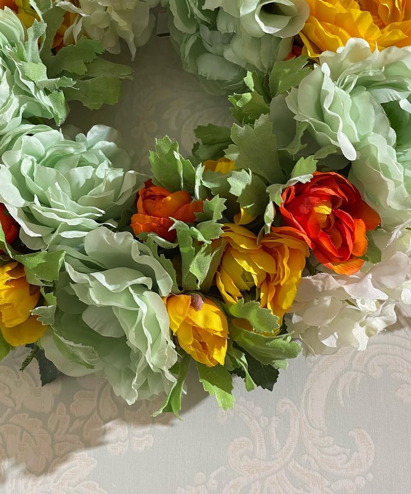 オレンジグリーン アネモネリース 230601-A | インテリア館 アリス