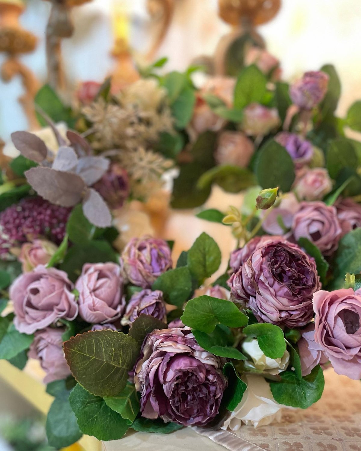 フラワーリース 春 母の日 お花 プレゼント アンティーク パープル ローズ 6d30d3df4b1d34d34148b55996edd5