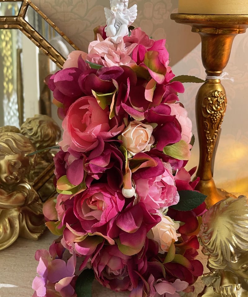 ローズツリー造花赤薔薇