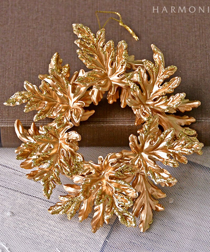 アクリルゴールドリーフリースオーナメント（ピンクゴールド）10634