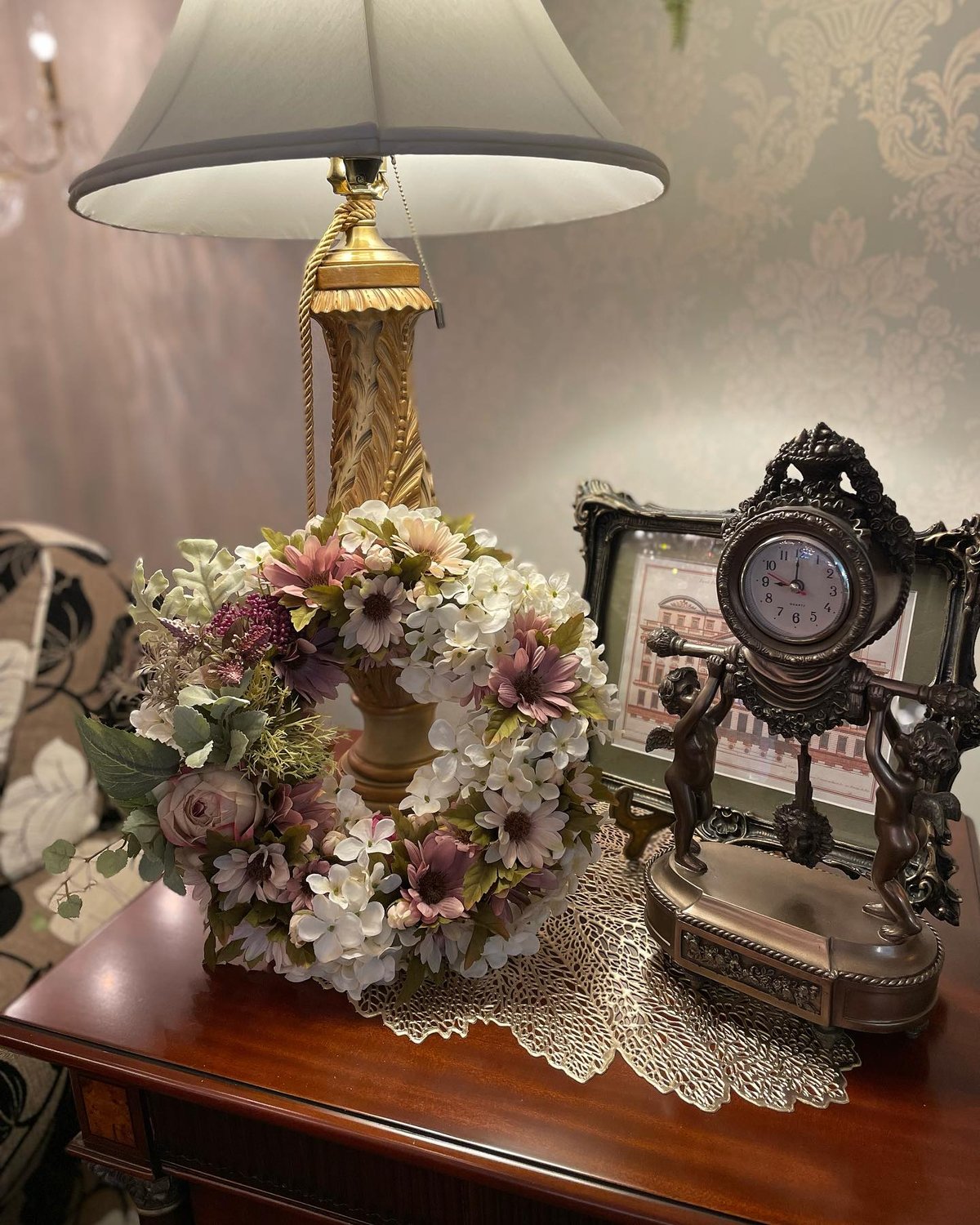 ガーベラリース　にょにょ様オーダー 　　　　　　　　　　　　　　専用ページ ガーベラアジサイリース 231218-J | インテリア館 アリス