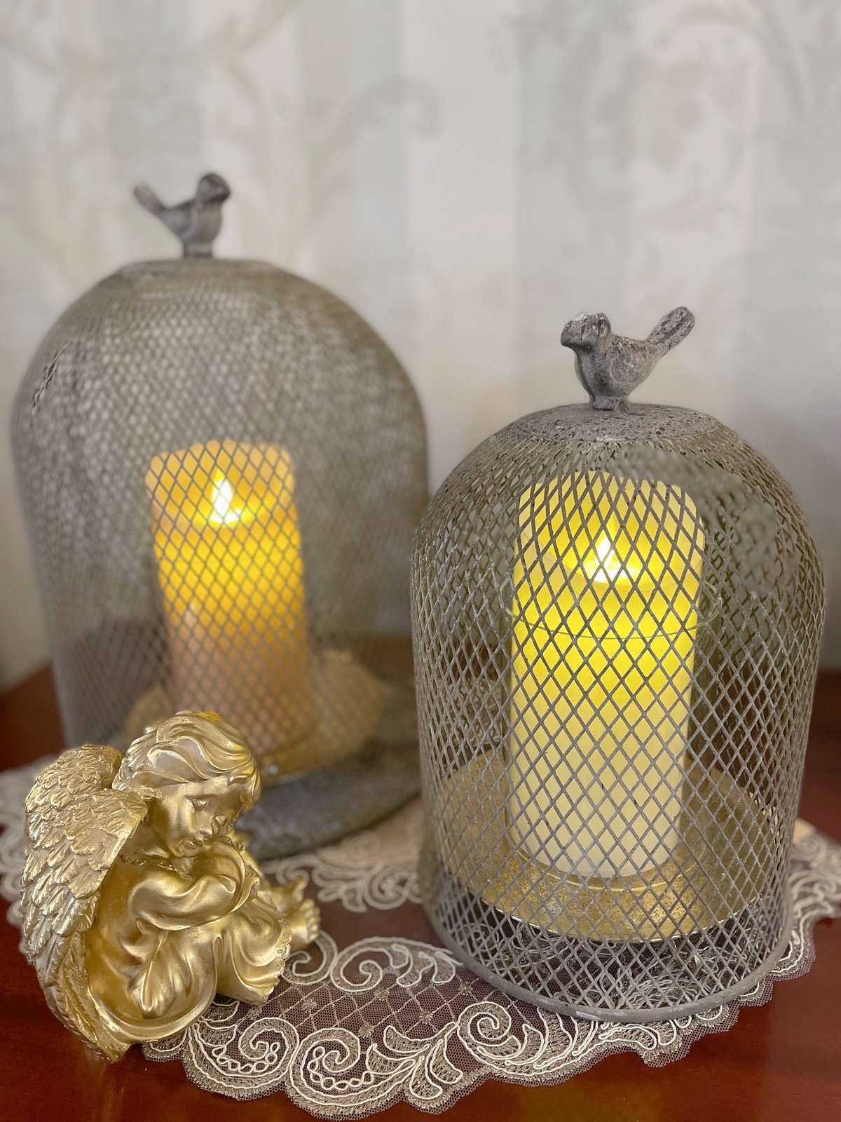 シャビーシックキャンドルスタンド（燭台） アイアン キャンドルホルダー グレー キャンドルスタンド