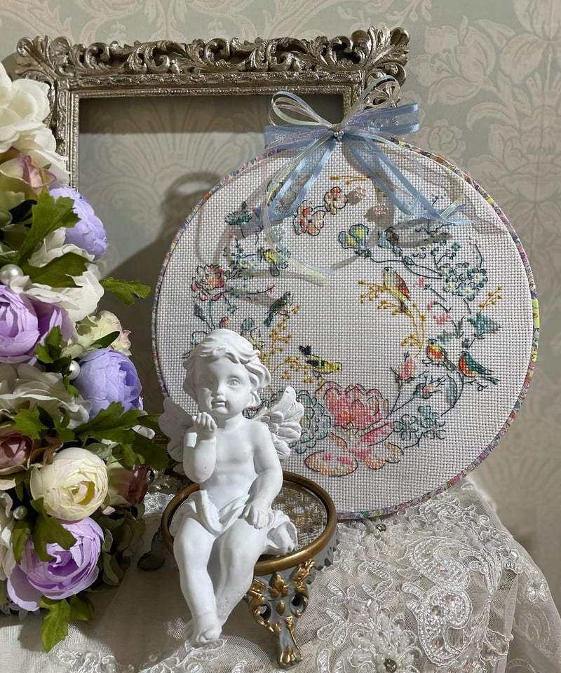 見晴らしの良いカフェクロスステッチ完成品ディメンションズ