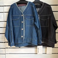 ノーカラーデニムジャケット　P76004
