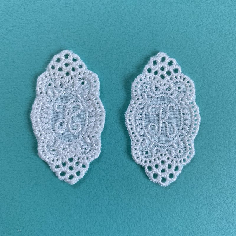 アンティーク ロマンティック コットン刺繍 レース ワッペン 四角リーフ柄×12 アンティーク ロマンティック コットン刺繍 レース ワッペン