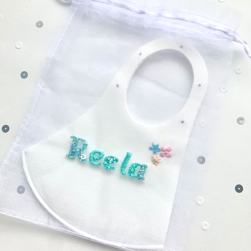 Order Name刺繍】シアー巾着ポーチ＊Mサイズ | S.Art//3291
