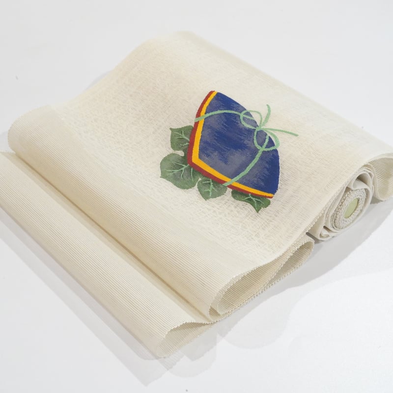 夏八寸帯（夏名古屋帯）「まこと織物・すくい織り・七夕梶の葉