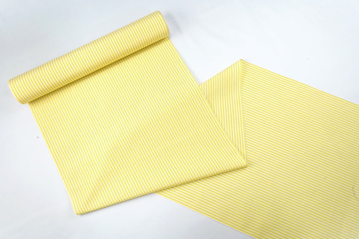 丹後木綿 着物反物 クリーム地・レモン色子持ち縞　訳あり 丹後木綿「クリーム地・レモン色子持ち縞」 | MINOKO STORE