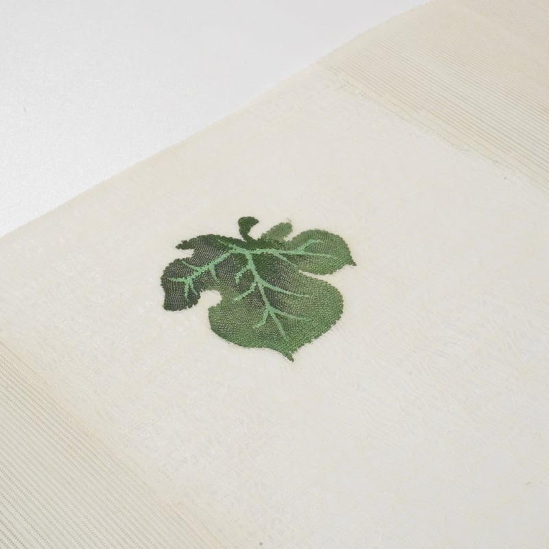 夏八寸帯（夏名古屋帯）「まこと織物・すくい織り・七夕梶の葉