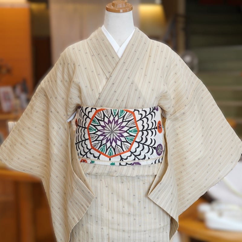 九寸帯（名古屋帯）「栗山工房・ムガシルク・唐花円文」 | MINOKO STORE