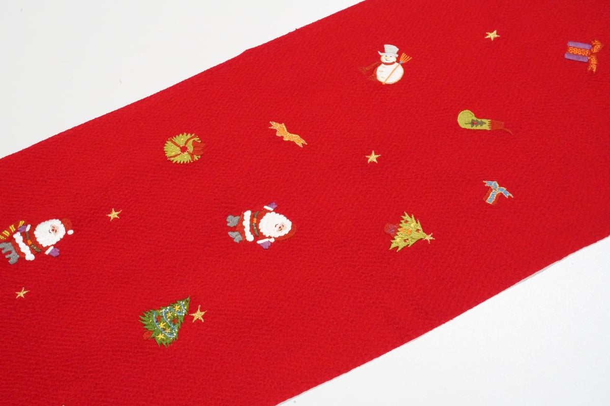 半幅帯☆クリスマス☆ハンドメイド☆綿 帯揚「渡敬・うずら縮緬・クリスマス」 | MINOKO STORE
