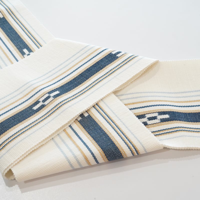 半巾帯「八重山ミンサー・白経・藍縞」 | MINOKO STORE