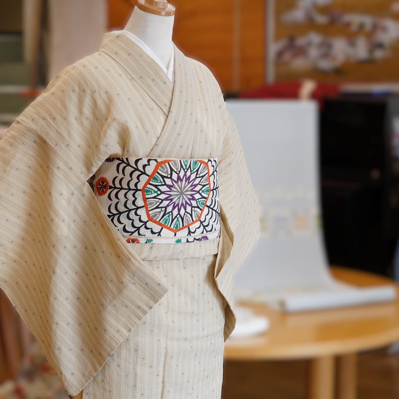 ムガシルク　袋帯 九寸帯（名古屋帯）「栗山工房・ムガシルク・唐花円文」 | MINOKO STORE