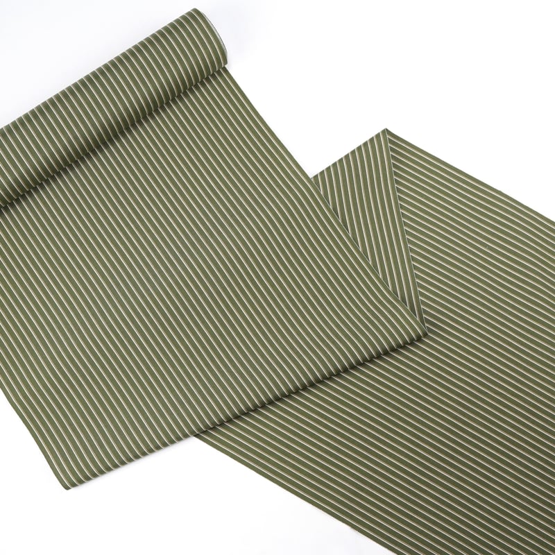 丹後木綿 着物反物 クリーム地・レモン色子持ち縞 訳あり 丹後木綿