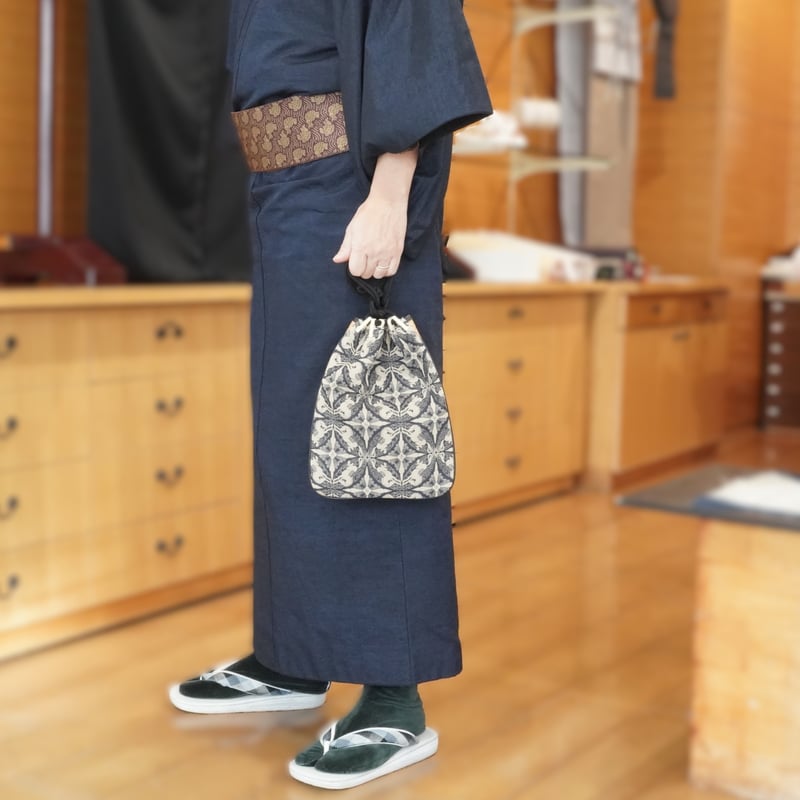 合切袋☆礼装☆ハンドメイド 信玄袋（合切袋）「京都製造国産生地使用・木綿風通織・網代マチ付き