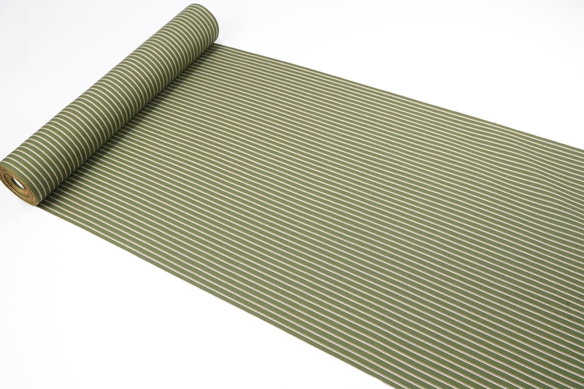 丸洗い済み★2回着用★身丈162裄68丹後木綿着物★みかん色っぽい黄色に緑縞 丹後木綿「緑地・オレンジ・白縞」 | MINOKO STORE