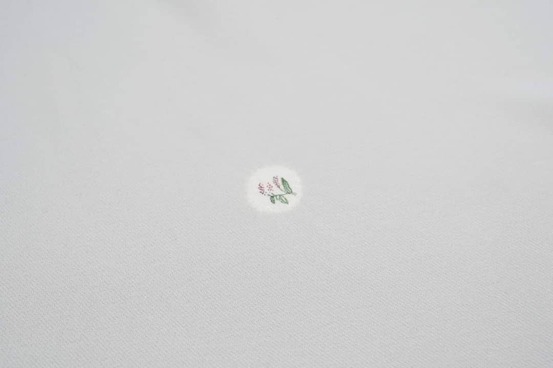 小紋 総絞り 流水に小花模様 青白磁色 トールサイズ KK-1852 KCL601 317 片耳スカラエンブロイダリーレース｜刺繍｜小紋工房