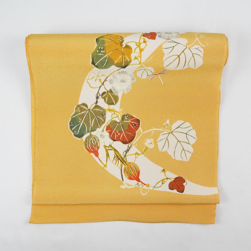 九寸(名古屋帯)「型絵染・ちりめん・秋草」 | MINOKO STORE 九寸(名古屋帯)「型絵染・ちりめん・秋草」 | MINOKO STORE