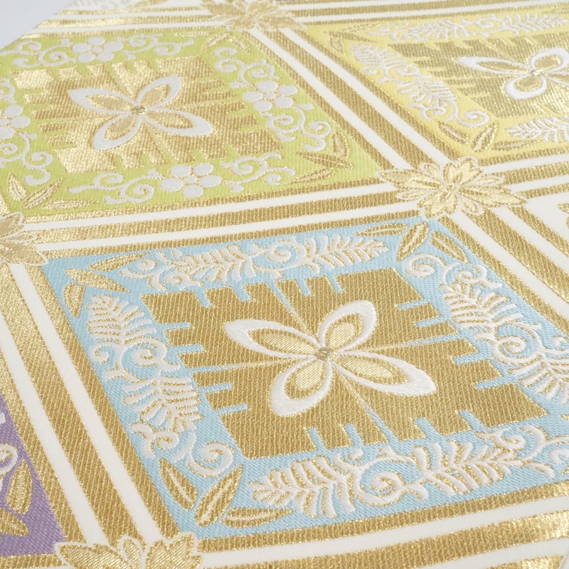 袋帯「美術工芸啓・押し本漆本金箔 生引き糸・舞楽菱」 | MINOKO STORE