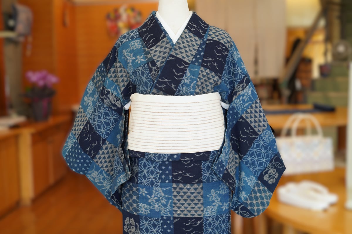 九寸帯（名古屋帯）「手紡ぎ木綿・織工房いついろ・山下絵里
