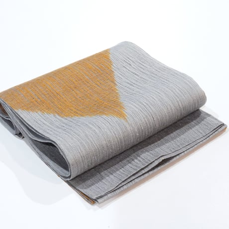 博多 小森草木染め工房 袋帯〈生成×多彩曲線〉すくい織のモダン