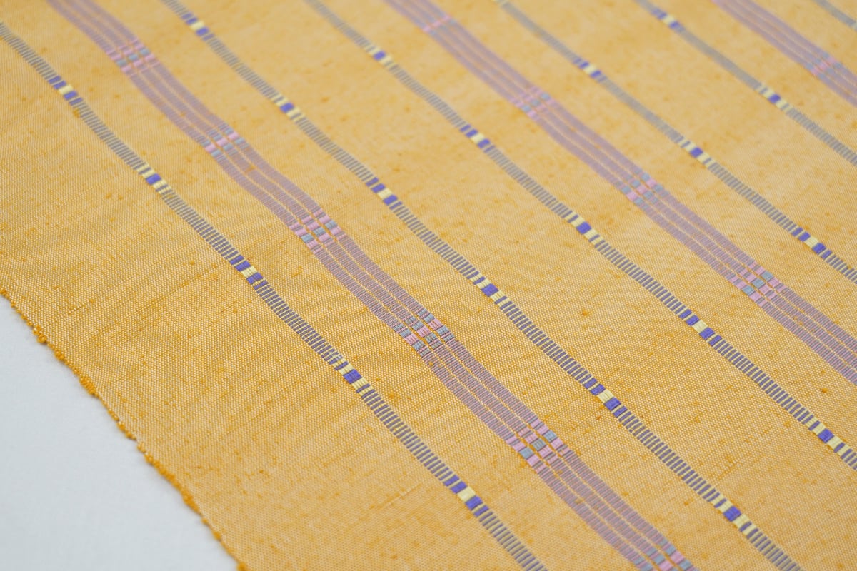 手織工房 おおしろ【特選南風花織◆9寸名古屋帯】白 紫 緑 ブラックフライデーセール】 【手織工房 おおしろ】 特選南風原花織九