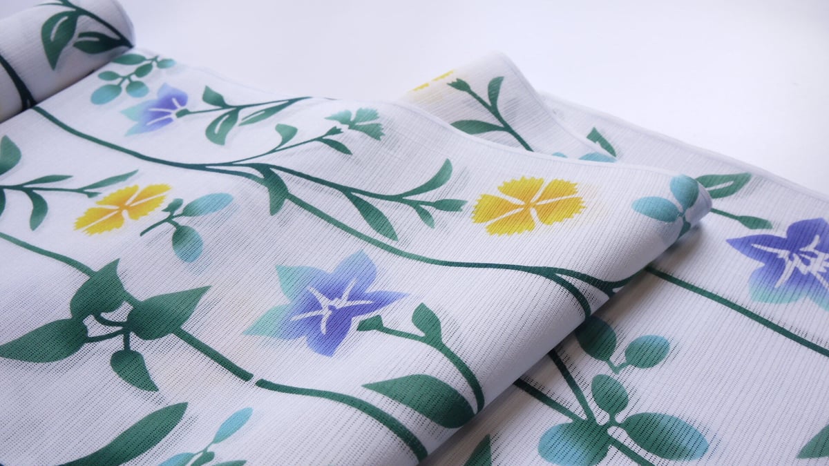 竺仙浴衣「綿絽・女性向け・撫子に桔梗」 | MINOKO STORE