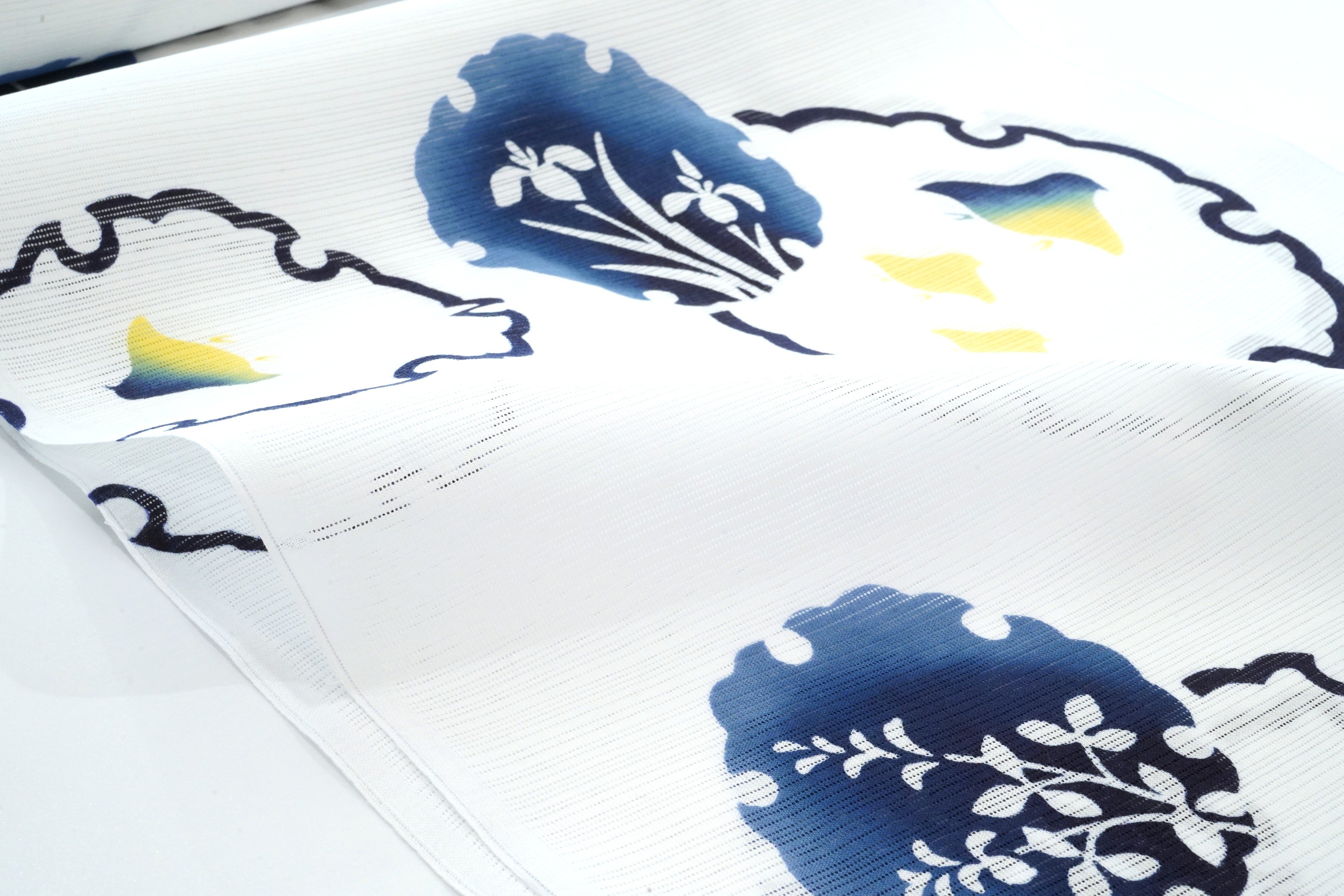 竺仙浴衣「綿絽・女性向け・雪輪に千鳥と夏草」 | MINOKO STORE