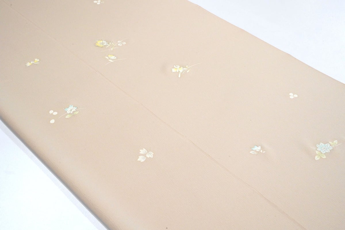 ☆ 単衣 付下げ 刺繍柄 地紙に花模様 金駒刺繍 薄裏柳色 K-6008 ☆ 単衣 付下げ 刺繍柄 地紙に花模様 金駒刺繍 薄裏柳色 K-6008 ☆ 単