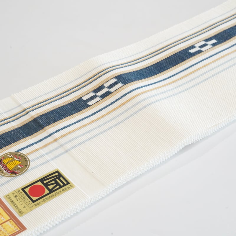 半巾帯「八重山ミンサー・白経・藍縞」 | MINOKO STORE 半巾帯「八重山ミンサー・白経・藍縞」 | MINOKO STORE