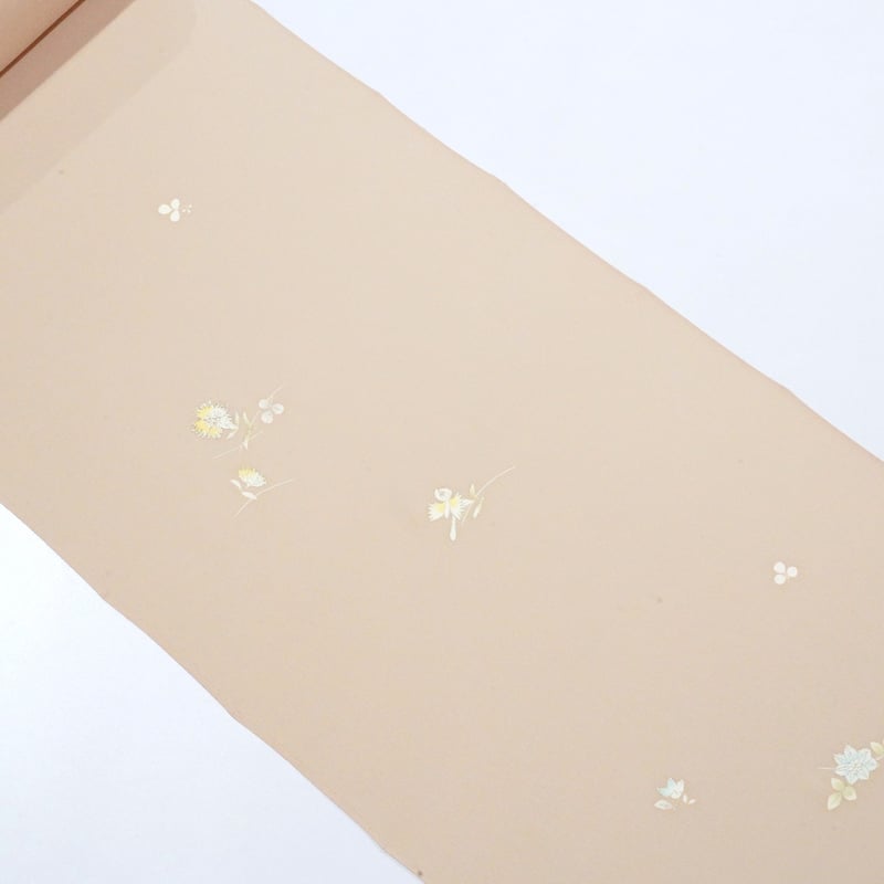 単衣附下「楊柳生地・染の川勝・芒に夏草・灰桜色」 | MINOKO STORE
