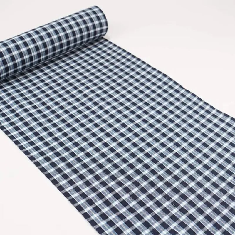 片貝木綿「ネイビーブルー・チェック柄」 | MINOKO STORE