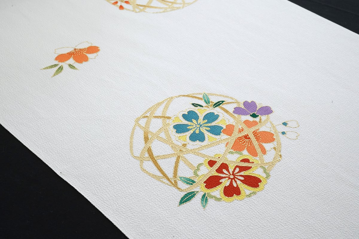 小紋「飛び柄小紋・七五三 祝い着向き・型染め手挿し・花かご