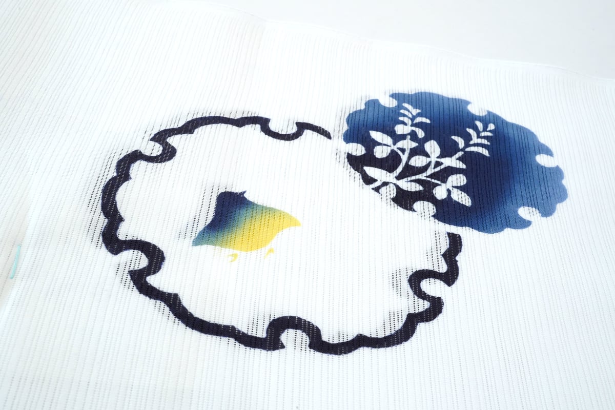 竺仙浴衣「綿絽・女性向け・雪輪に千鳥と夏草」 | MINOKO STORE
