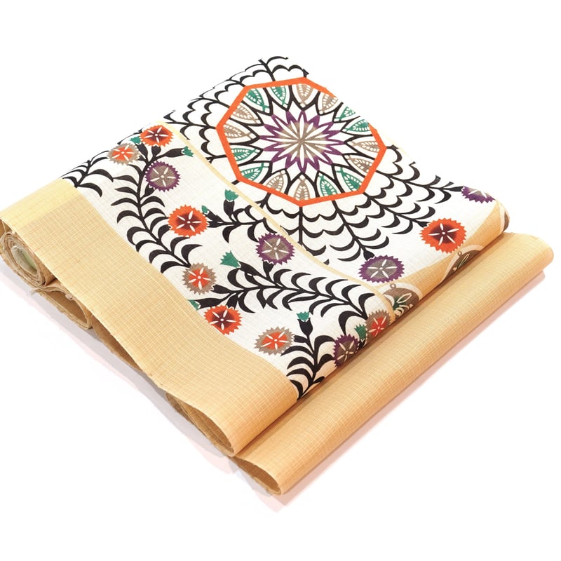 九寸帯（名古屋帯）「栗山工房・ムガシルク・唐花円文」 | MINOKO STORE