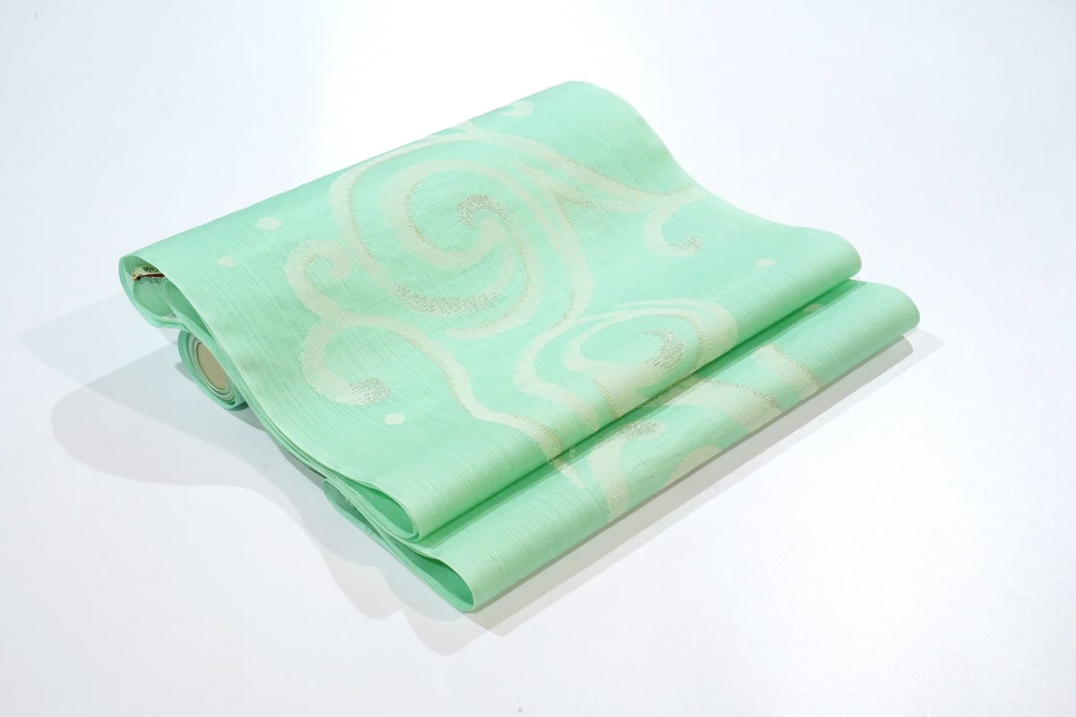 帯屋捨松 夏用 九寸名古屋帯 黄色系 未仕立て 反物