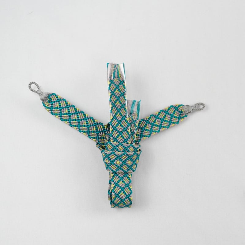 男 羽織紐「組紐・平組・エメラルドグリーン」 | MINOKO STORE