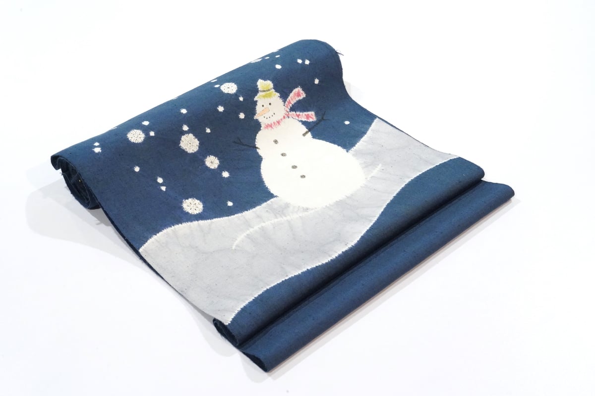 九寸帯(名古屋帯)「森健持・辻が花染・スノーマン」 | MINOKO STORE 九寸帯(名古屋帯)「森健持・辻が花染・スノーマン」 | MINOKO STORE